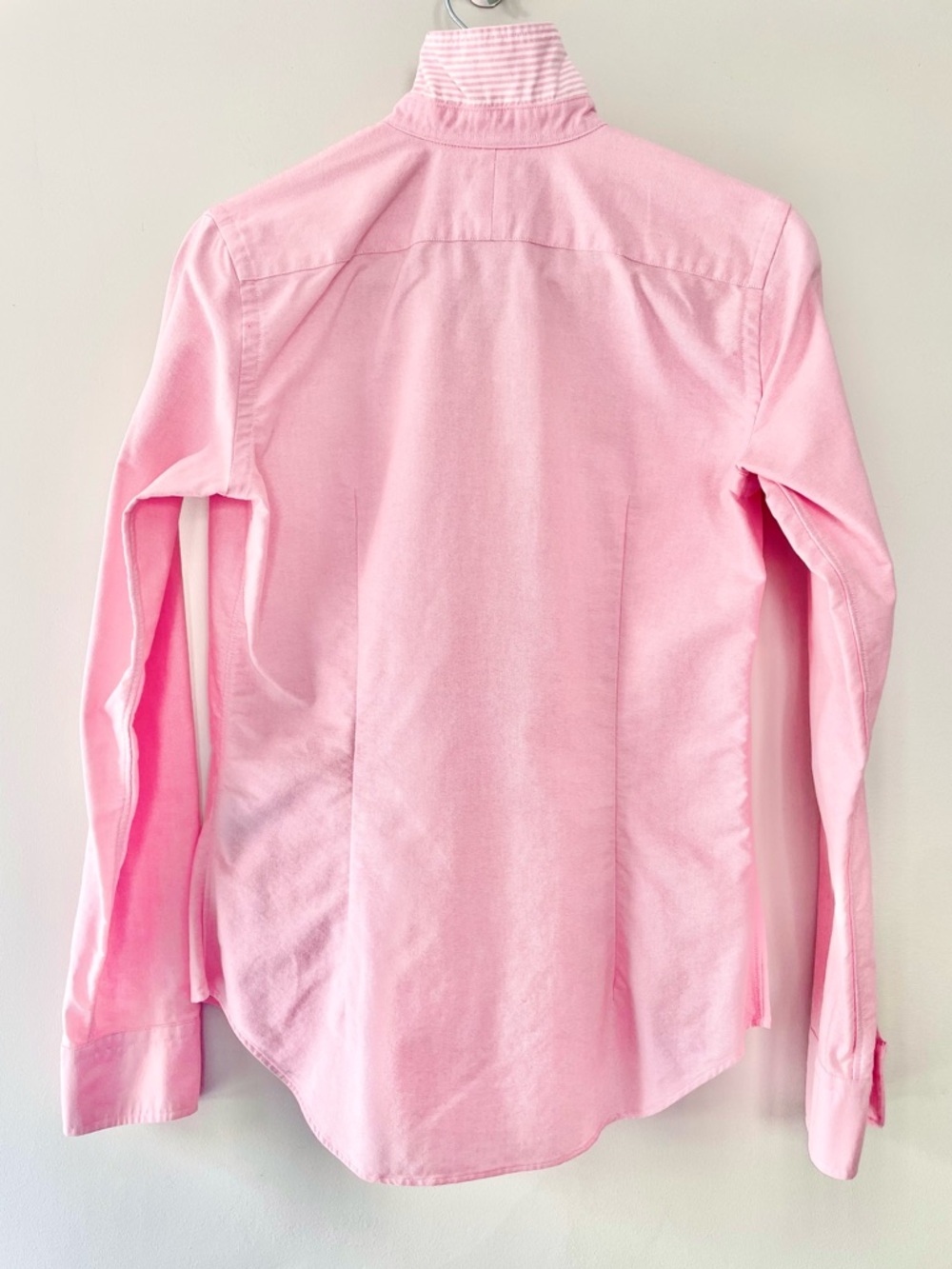SOLD - Ralph Lauren Blue Label Pink Oxford Shirt Striped White Collar XS 2 Y2K - Picture 6 of 14